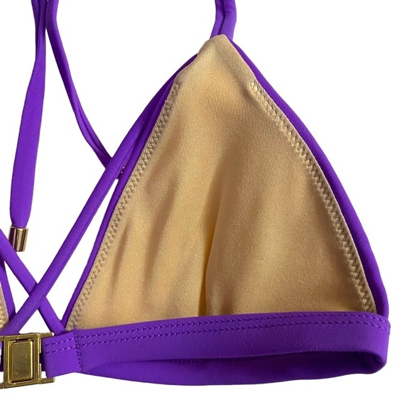 L'Agent by Agent Provacateur Avril Violet Triangle Bikini Top Halter Ties Small - Picture 10 of 12